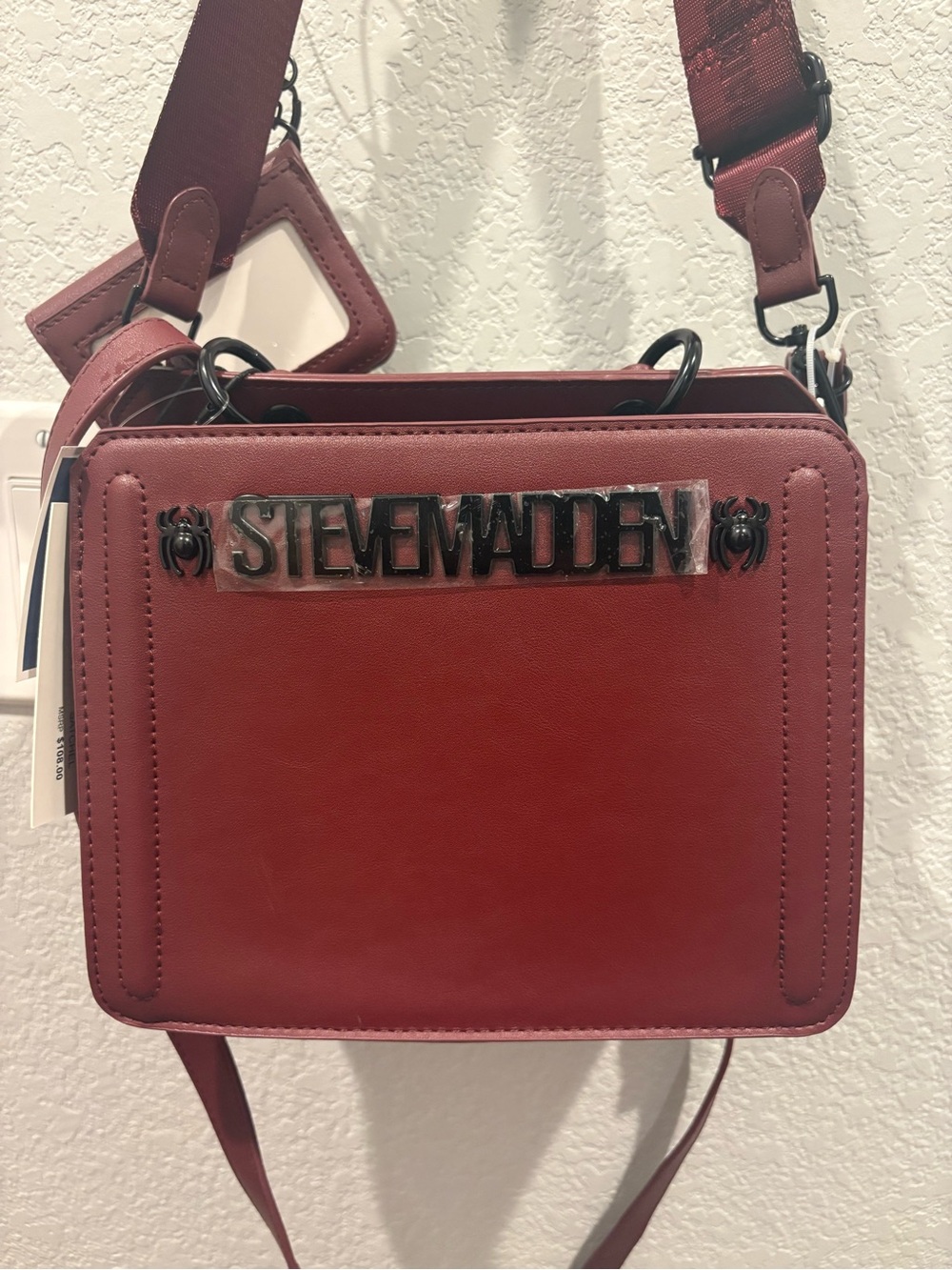 Steve Madden Bevlyn Spider Halloween Black Bloodstone Maroon Satchel Crossbody